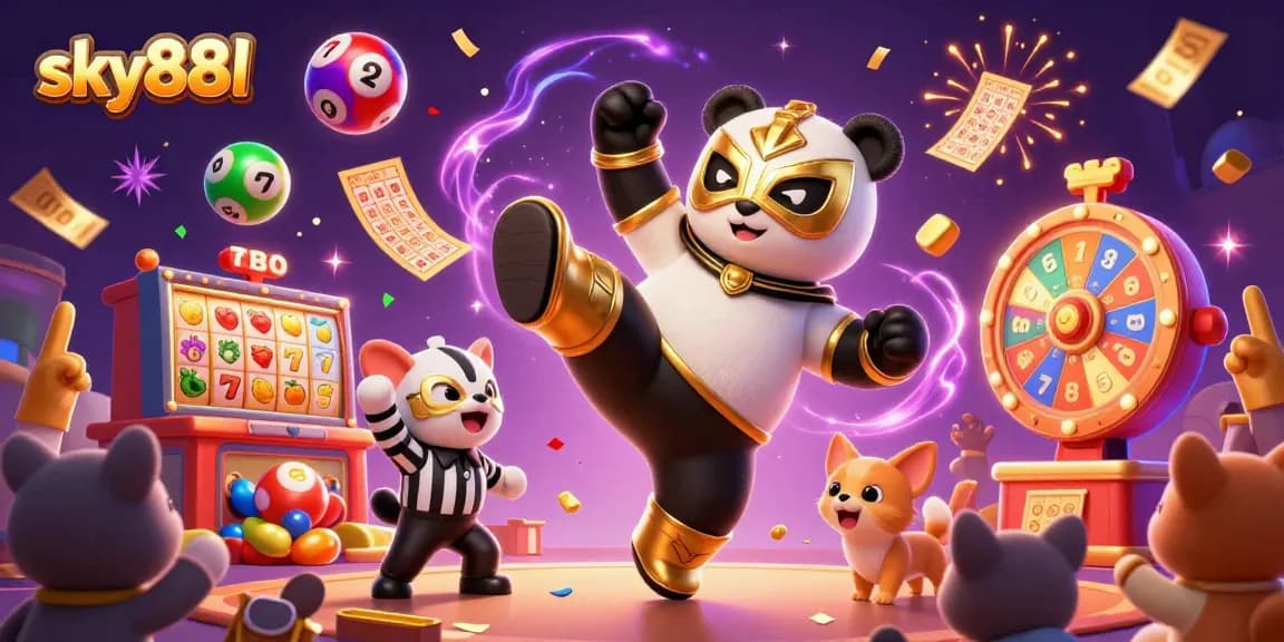 Experience thrilling wins with sky88l's vibrant casino action featuring colorful slot games and excited spectators.