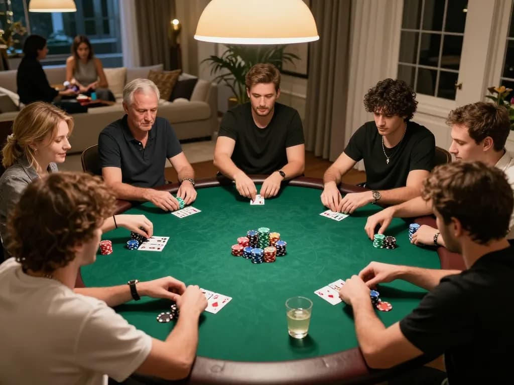 Engaged players at a private poker night on GEM88 showcasing strategic gameplay.
