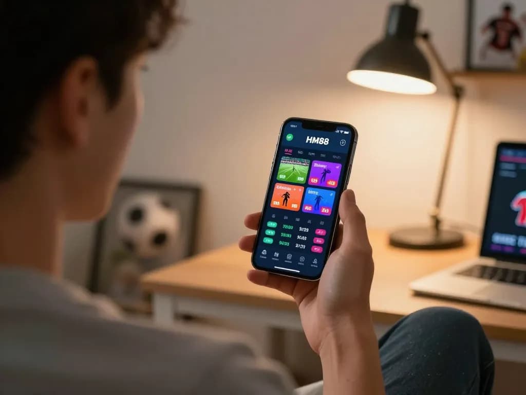 Placing bets using the HM88 app while enjoying online sports gambling from home