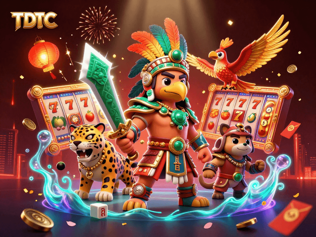 Engage with TDTC's thrilling slot experience featuring Aztec warriors and vibrant symbols for big wins.