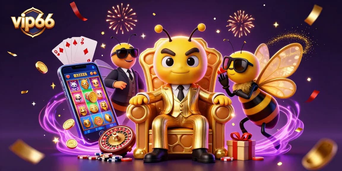 Engage in thrilling vip66 adventures with a cartoon casino scene filled with lively game elements.