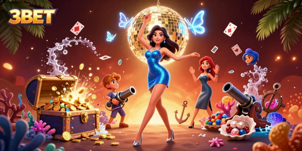 Experience thrilling gameplay with 3BET in a vibrant casino scene filled with excitement.