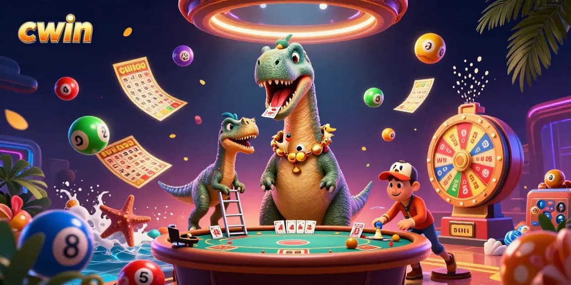 Engage with cwin's vibrant casino scene with dynamic lottery elements and charming characters.