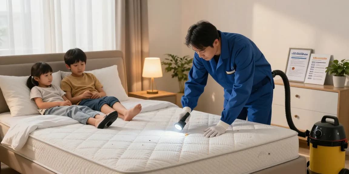 Bed bug exterminator inspecting a mattress for infestations ensuring a peaceful home.