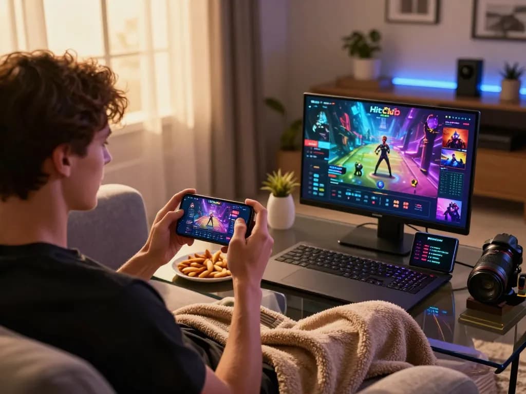 Enjoyable gaming session with a user on Hitclub, celebrating victories while playing games on a smartphone.
