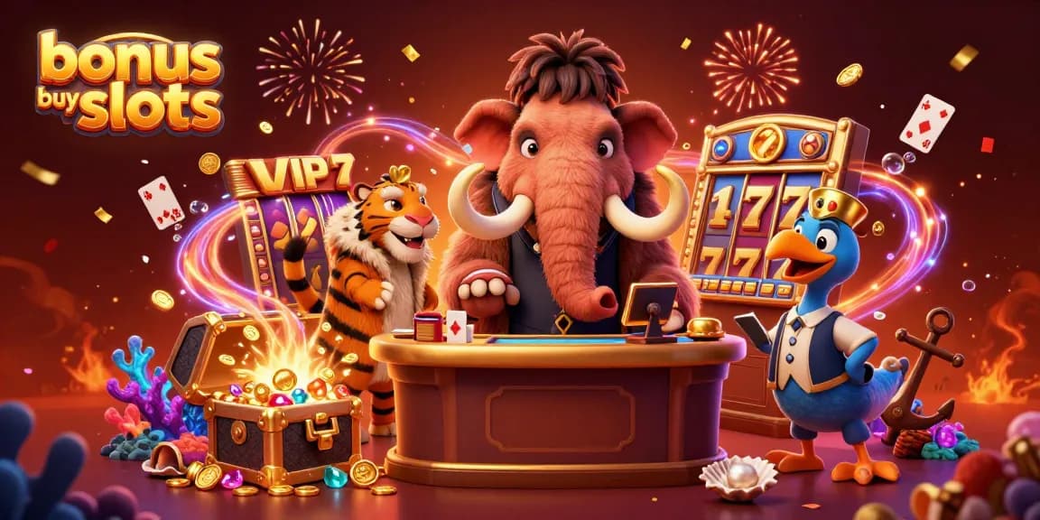 Experience thrilling bonus buy slots with colorful characters and rich casino elements.