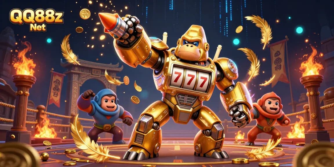 Experience thrilling gaming adventures with QQ88z Net's vibrant 3D casino illustration bursting with excitement.