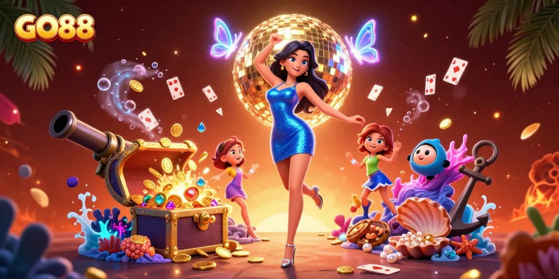 Experience the excitement of GO88 with captivating visuals bursting with vibrant elements and dynamic characters.