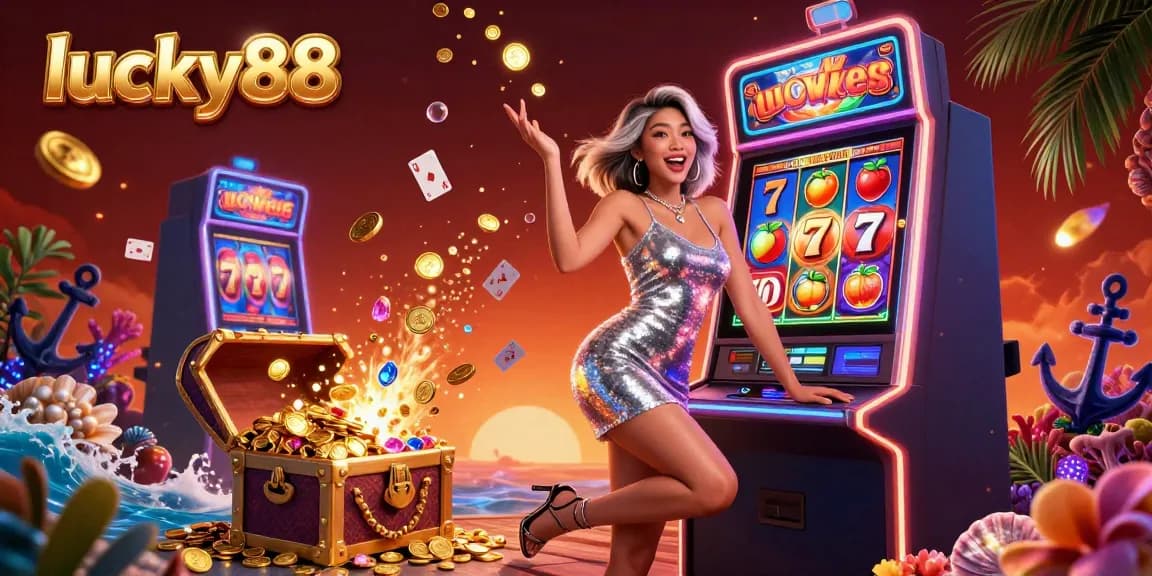 Experience the excitement of lucky88 with a dazzling celebration of winning on a vibrant slot machine.