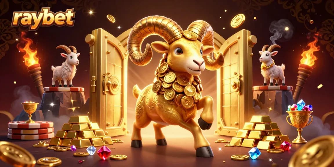 Experience the gaming excitement at Raybet with a stunning scene featuring golden treasures and dynamic characters.