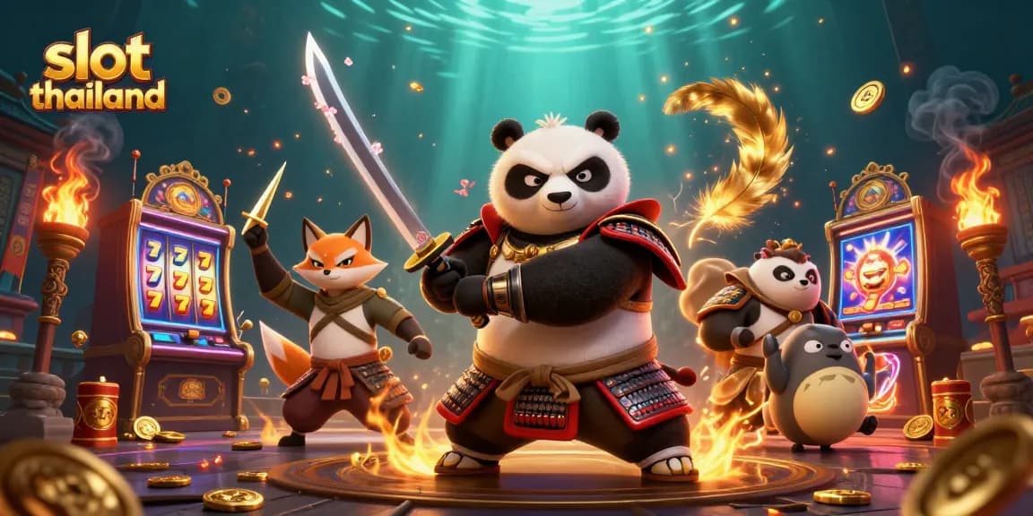 Spin the reels of slot thailand with vibrant characters and dynamic gaming elements in a casino-themed scene.