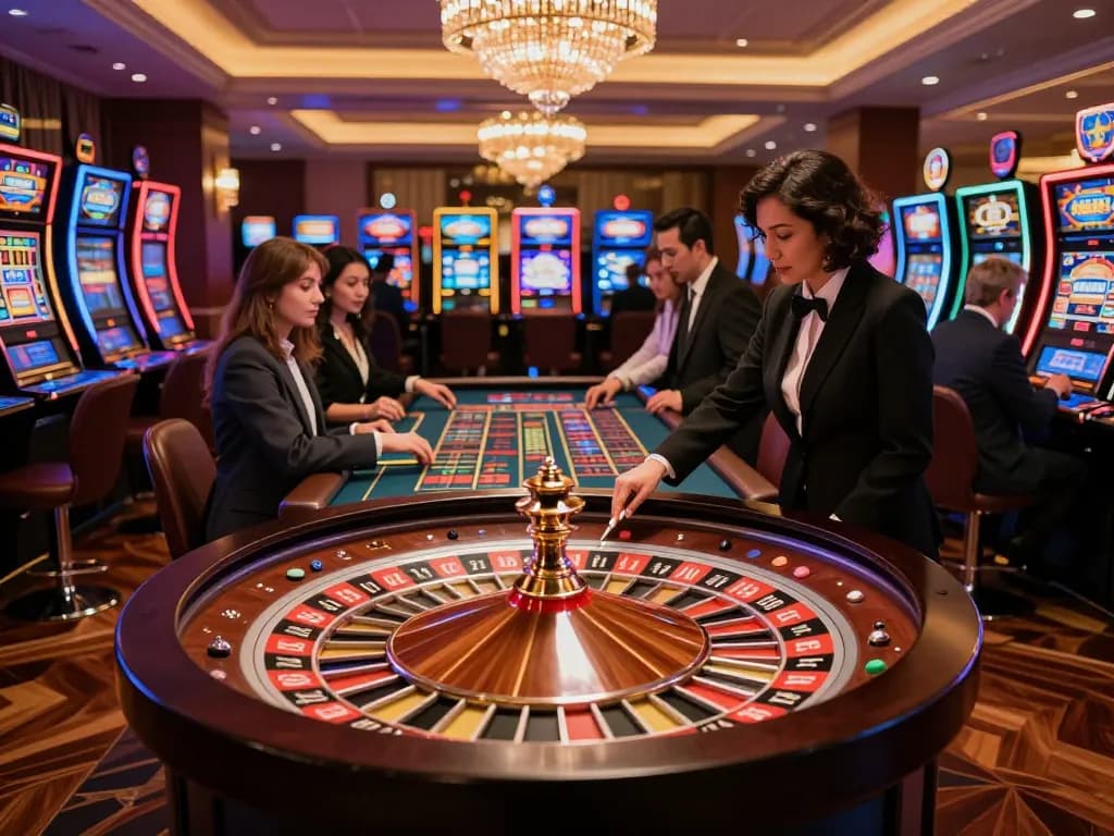 Engaged players at TG88's roulette table, showcasing a vibrant casino environment with excitement.