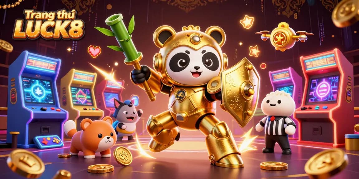 Experience thrilling action at Trang chủ LUCK8 with a vibrant 3D casino illustration featuring gaming elements and excitement.