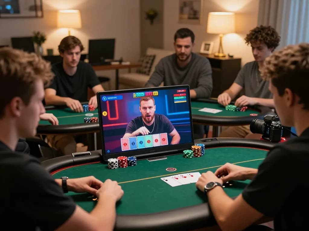 VA88 online poker players engaging in strategic gameplay with focused expressions and vibrant game interface.