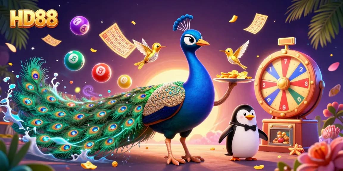 Spin and win at HD88 Casino with vibrant gaming elements and animated characters.