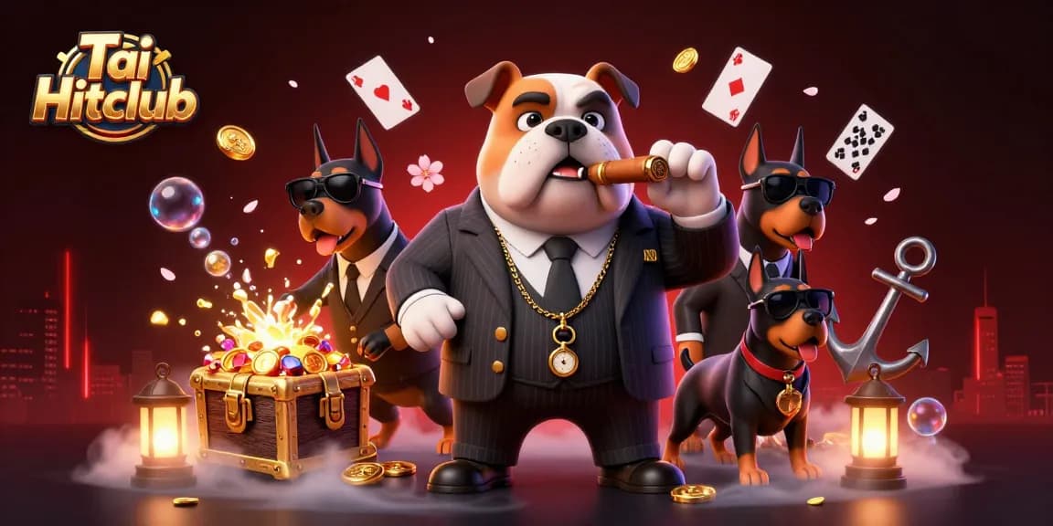 Win big with Tải Hitclub in this vibrant 3D illustration featuring casino-themed characters and treasures.