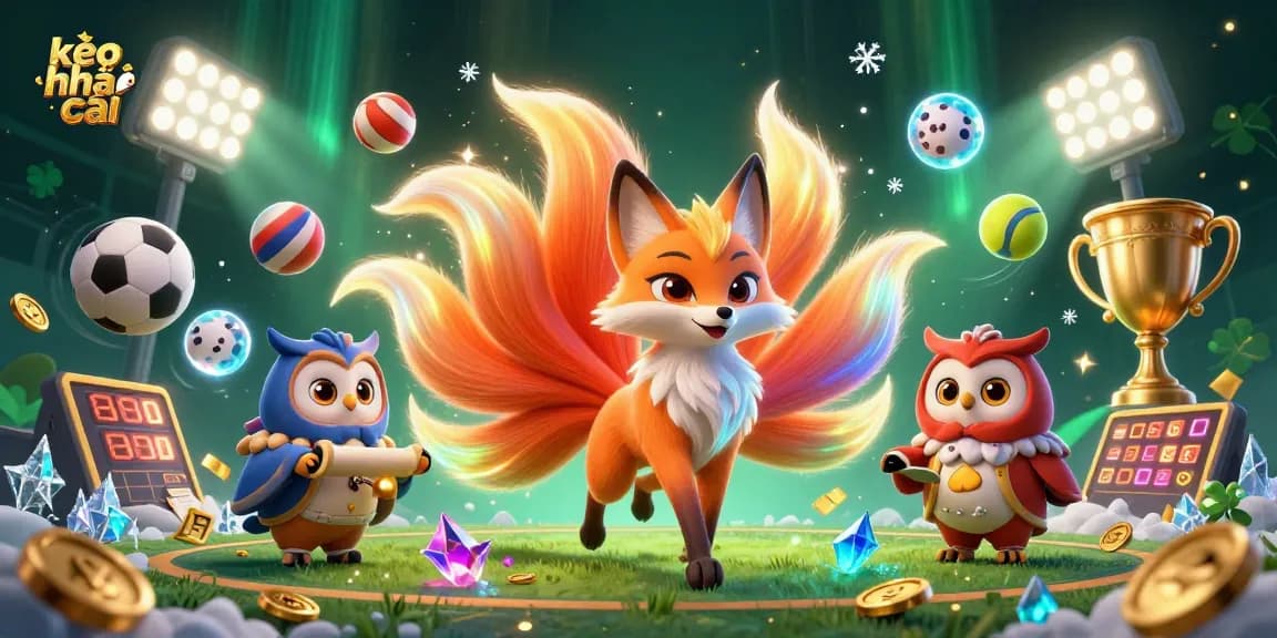 Experience the excitement of kèo nhà cái with vibrant colors and dynamic sports elements in this immersive illustration.