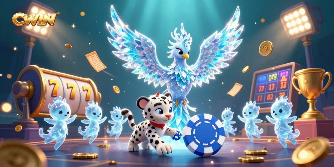 CWIN enhances gaming excitement with a captivating scene of vibrant characters amidst slot game elements.