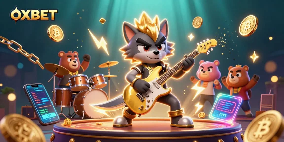 Experience the thrilling OXBET casino adventure with 3D characters and crypto elements in vibrant action.