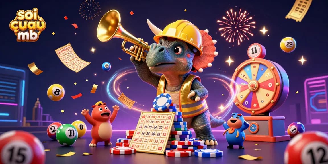 Celebrate with soi cầu mb as animated characters delight in a vibrant gambling scene.