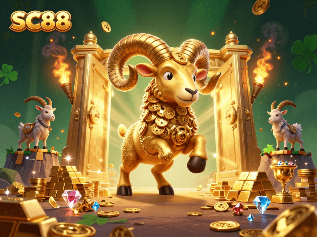 Experience thrilling gaming at SC88 with an exhilarating 3D cartoon scene depicting abundance and excitement.