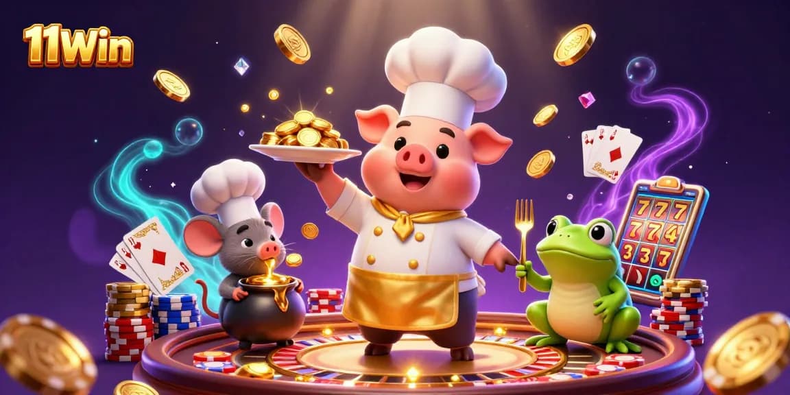 Experience the thrill of 11Win with a high-energy casino scene featuring gold coins and dynamic gameplay.