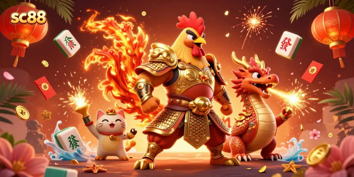 Engage in thrilling battles with sc88's unique characters amidst a vibrant casino scene.