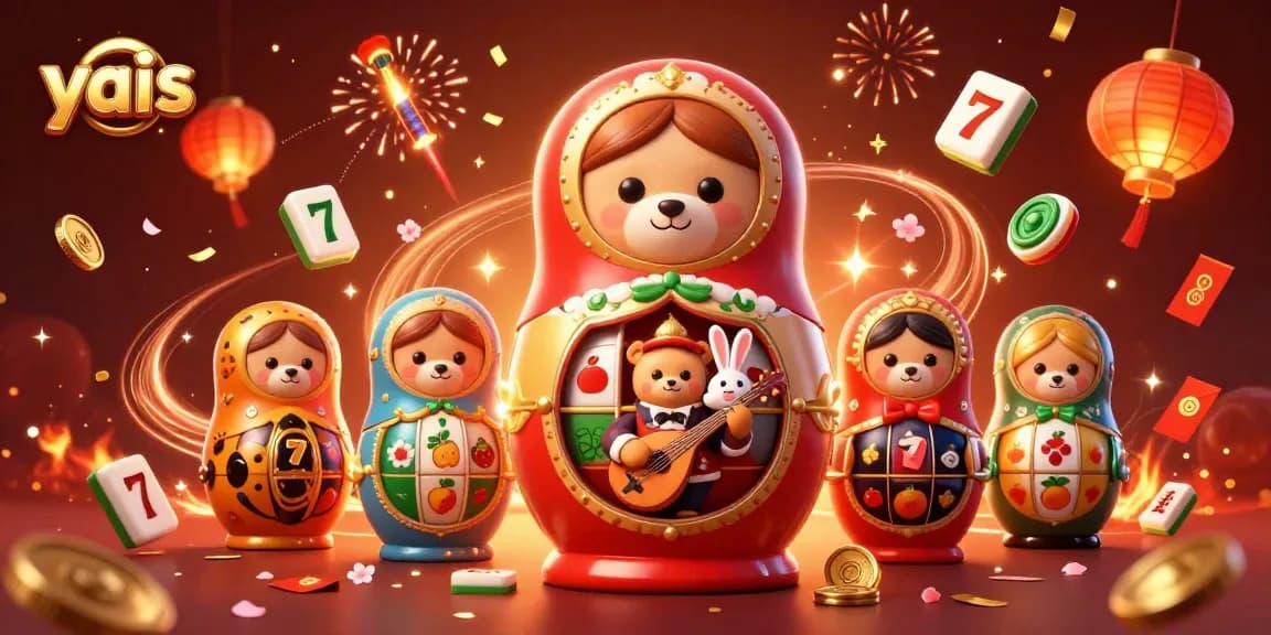 Experience thrilling slots and casino excitement with yais featuring dynamic 3D cartoon characters and festive elements.