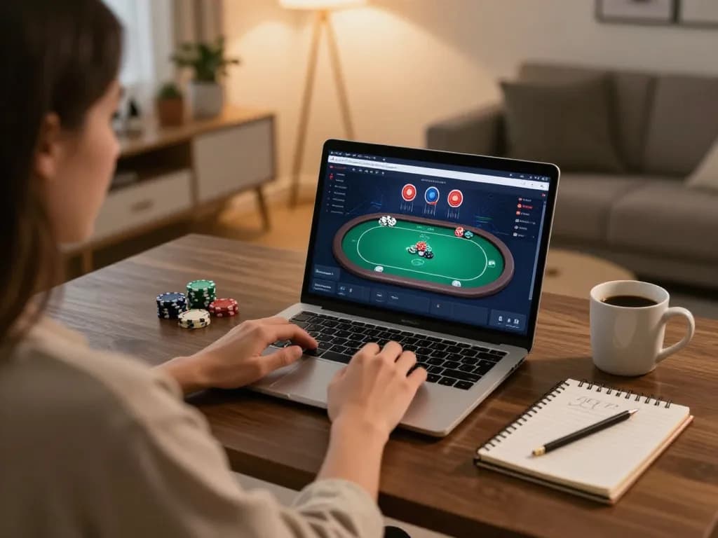 Engagement with 789club gaming platform on a laptop in a cozy home setting.