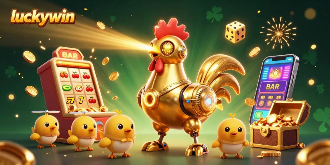 Spin and win with luckywin's vibrant casino adventure in this dynamic 3D illustration filled with fun!