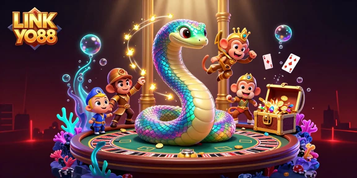 Join the excitement of LINK YO88 with diverse casino games and vibrant characters in a magical setting.