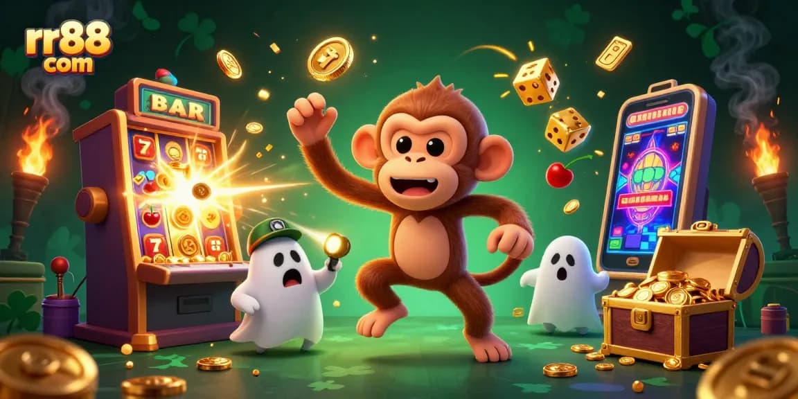 Experience thrilling wins at rr88 com in a vibrant and playful casino 3D scene.