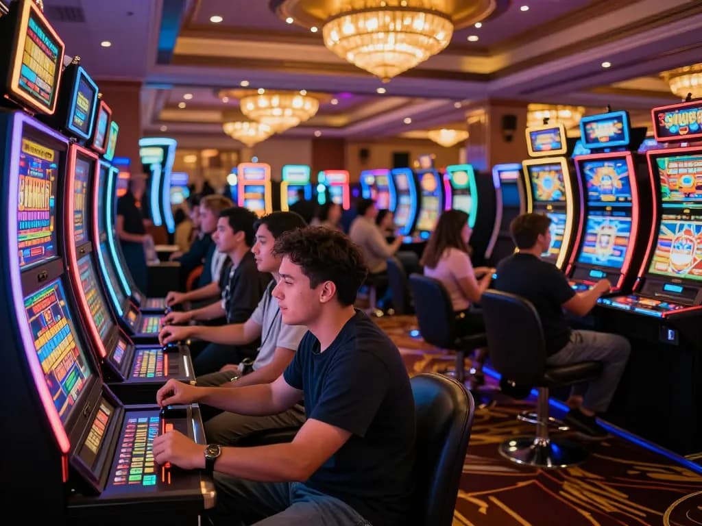 Experience thrilling gameplay at dacsandatphanrang with vibrant slots and players immersed in the game.