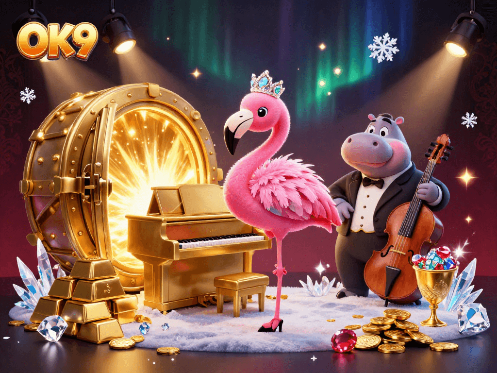 Spin the reels at OK9 casino with exciting games, vibrant characters, and golden treasures.