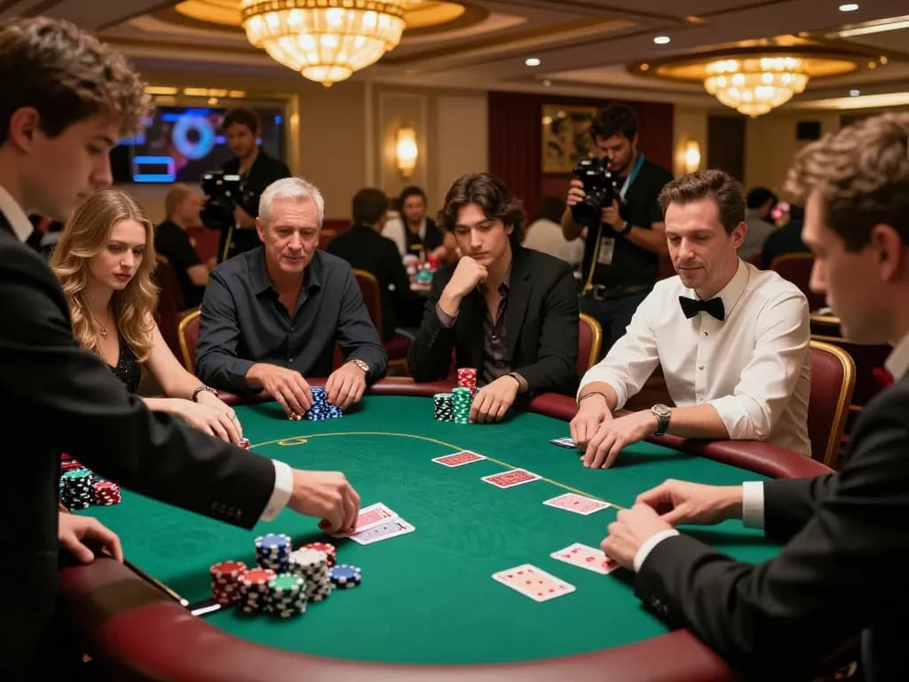 F168 players engaging in an exciting poker game at a luxury casino table with vibrant chips.