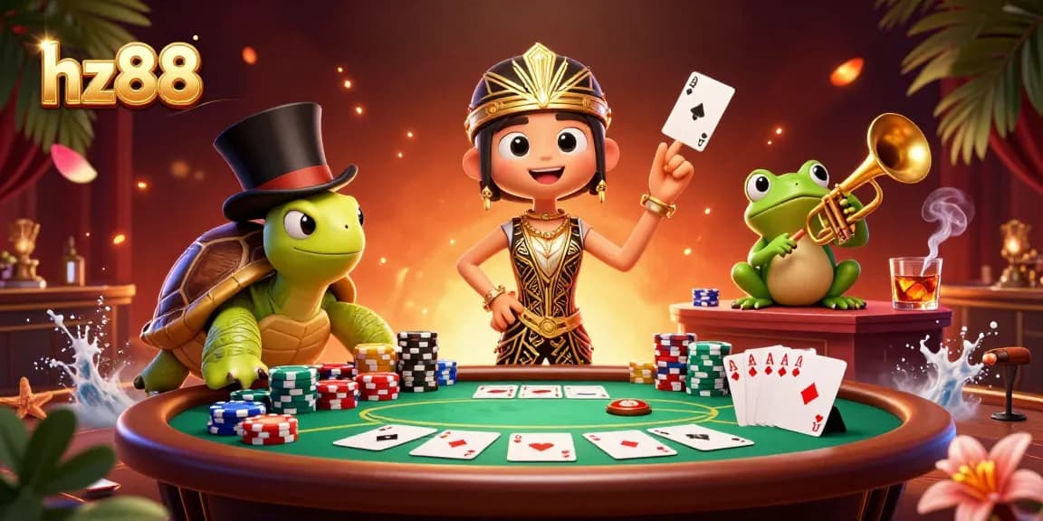 Engage with the excitement of casino fun at hz88, featuring vibrant 3D characters and poker themes.