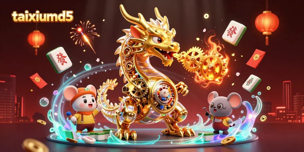 Experience taixiumd5's excitement with a golden dragon amid vibrant casino elements.