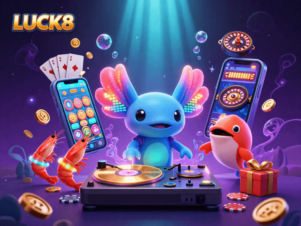 Join the excitement with LUCK8 as the vibrant axolotl DJ spins the hottest games!