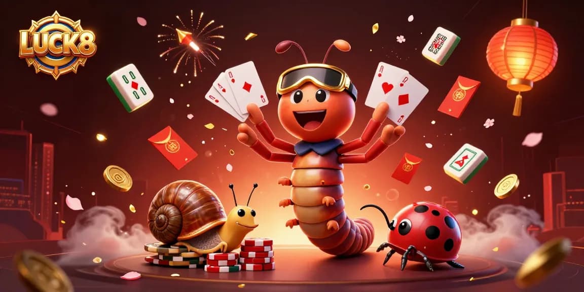 LUCK8 provides an exciting casino experience featuring vibrant gaming elements in a dynamic 3D scene.