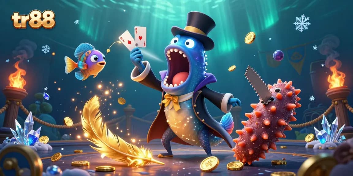 Experience interactive games at TR88, highlighted by a vibrant underwater magician's scene.