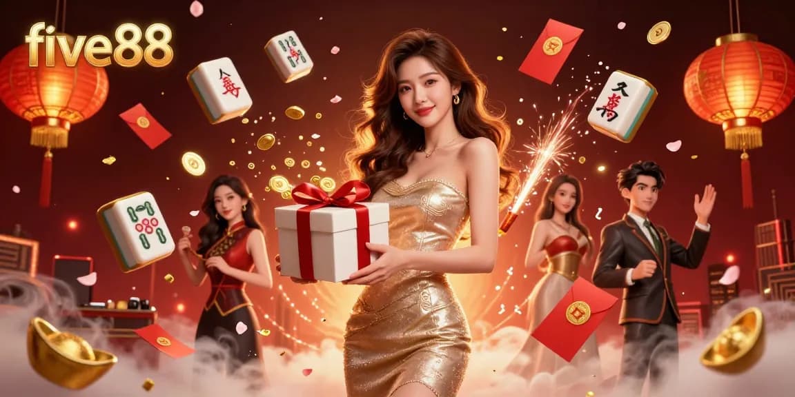 Win big with five88 as a glamorous hostess welcomes players to the festive Lunar New Year casino.