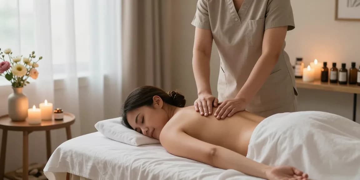 Essential oils being used in a 용인출장마사지 therapy session, showcasing a serene atmosphere.