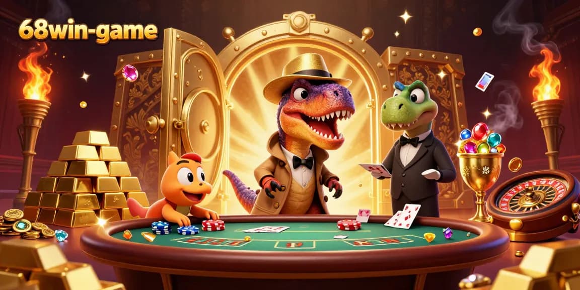 Experience thrilling gameplay at 68win-game with a velociraptor card counter and casino gems.