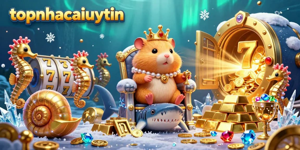 Experience the excitement of topnhacaiuytin with a dynamic 3D scene filled with slot reels and treasures.
