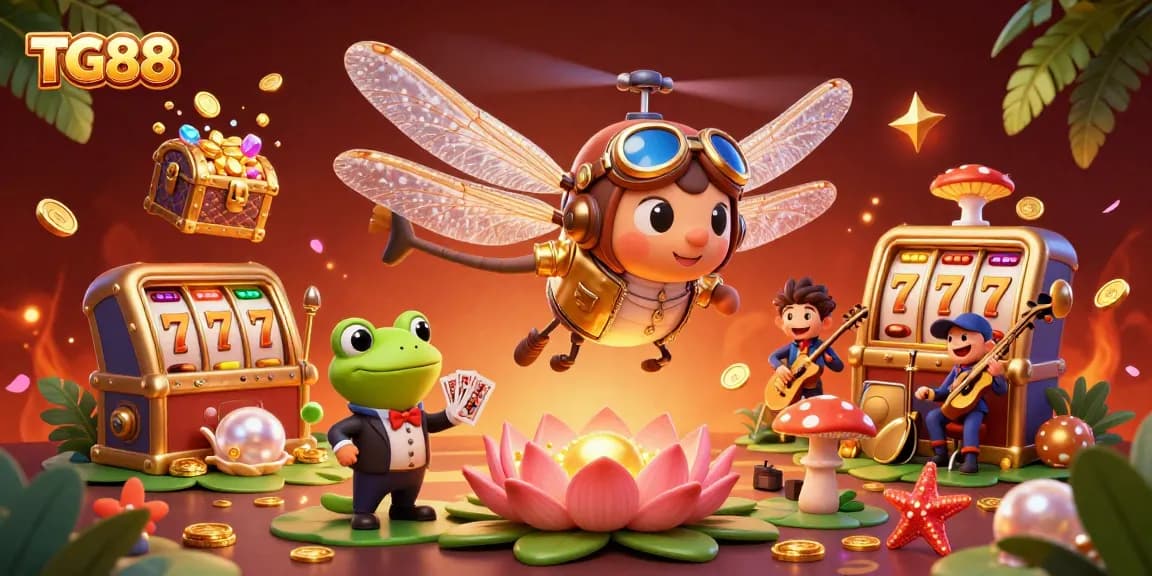 Engage in thrilling casino adventures with TG88's immersive gaming experience featuring vibrant 3D illustration.