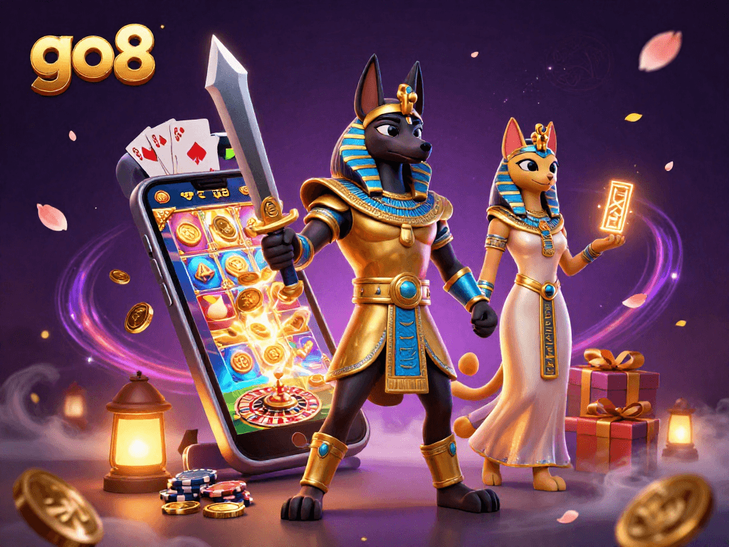 Experience the thrills of go8 with Anubis and Bastet in a vibrant casino adventure.