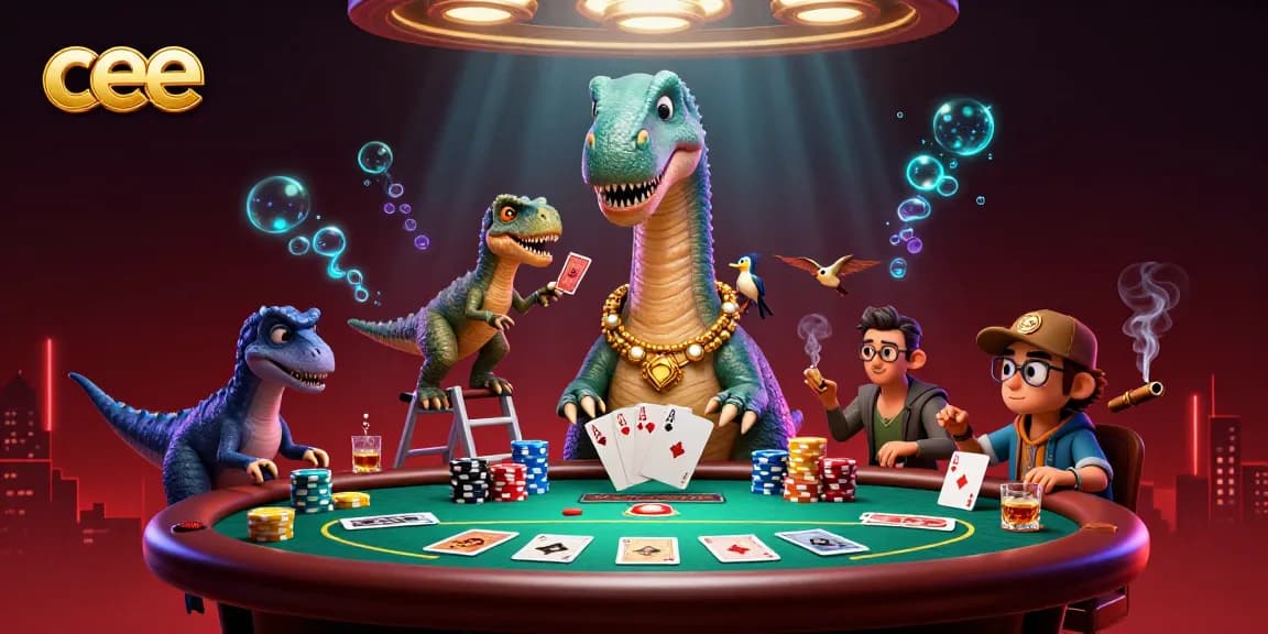 Engage players at cee with a vibrant 3D illustration of a fun casino scene featuring a brontosaurus and raptor.