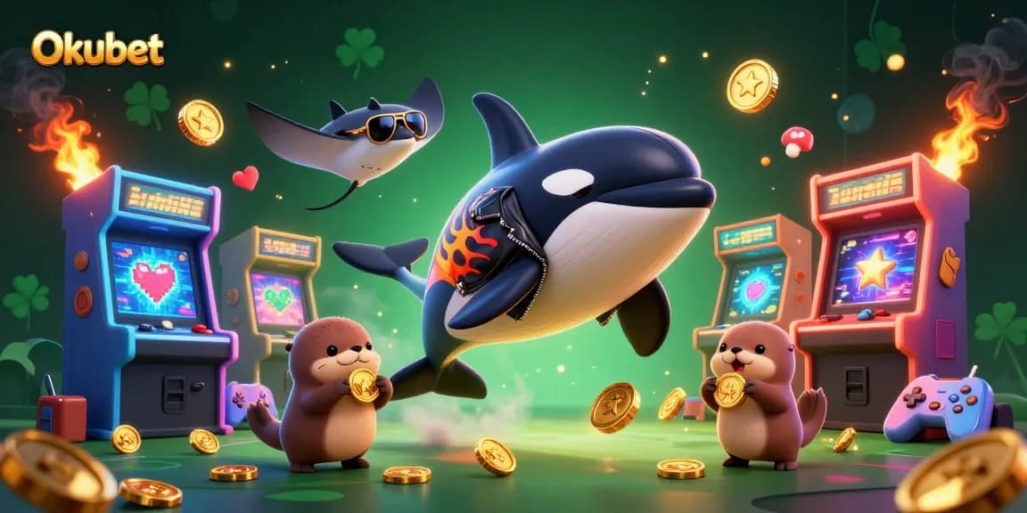 Experience thrilling casino action with 0kubet in a vibrant scene featuring lively characters and games.