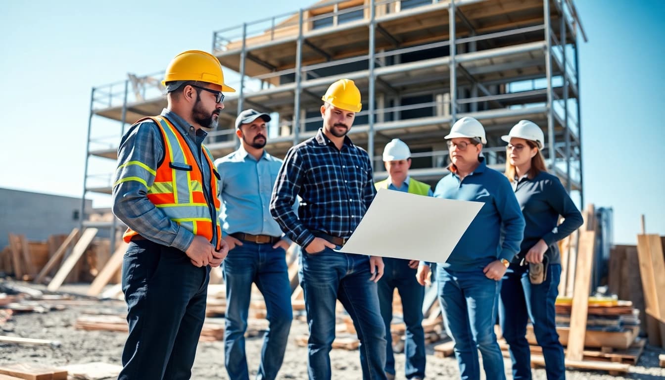 New Jersey General Contractor overseeing a construction site with team members and equipment for a successful project.