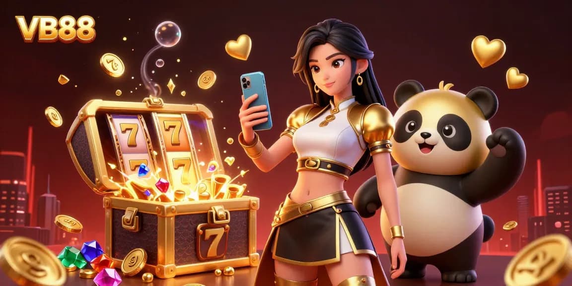 Experience thrilling gameplay at VB88 with a vibrant casino scene featuring exciting elements and characters.